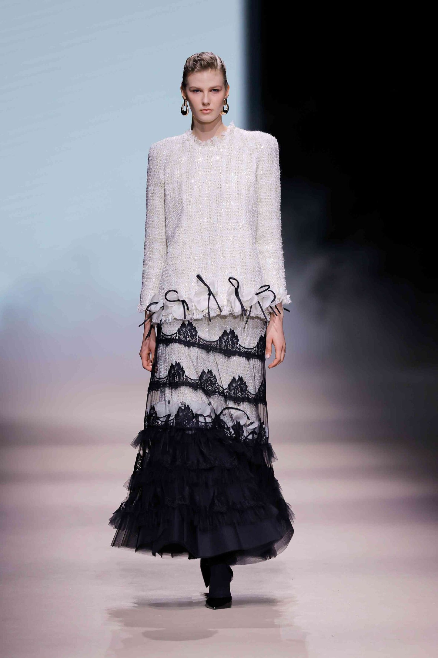 Structured Blouse with Skirt Set