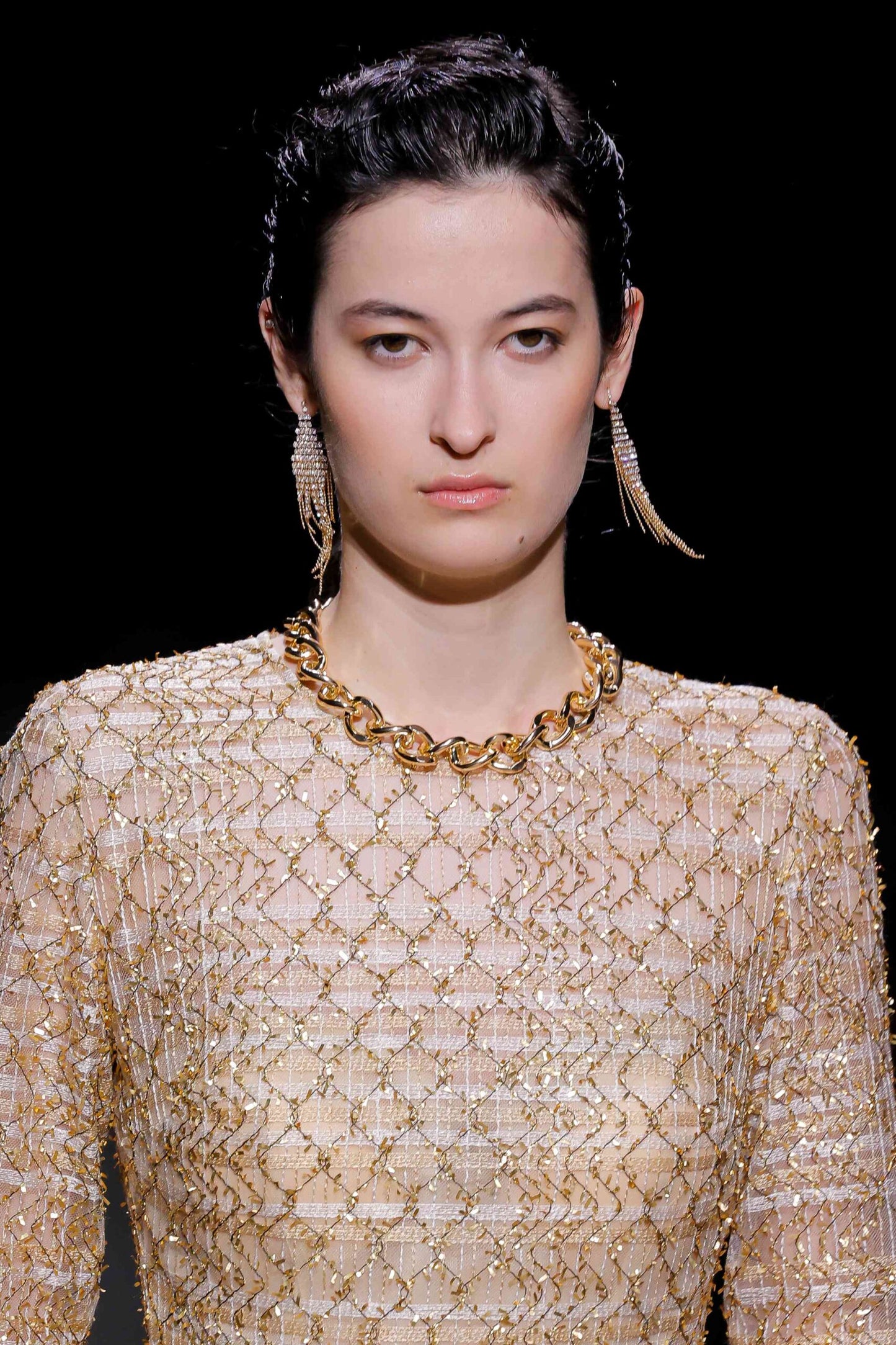 Long Sleeve Embroidered A-Line Gown