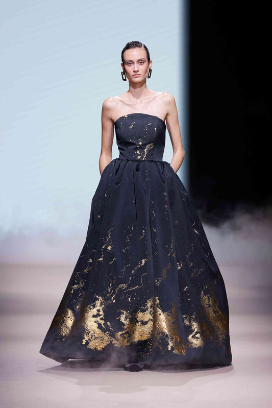 Strapless Marble A-Line Gown