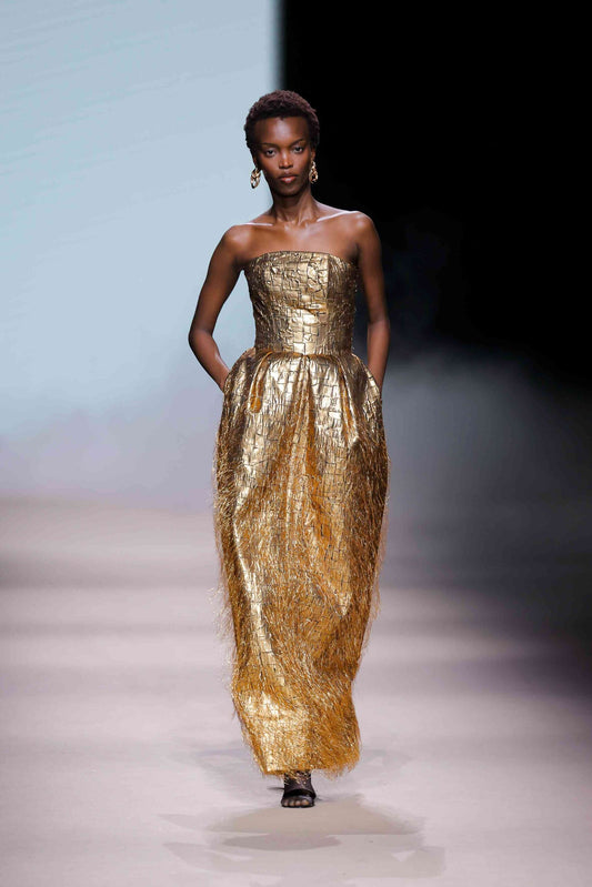 Strapless Architectural Gown