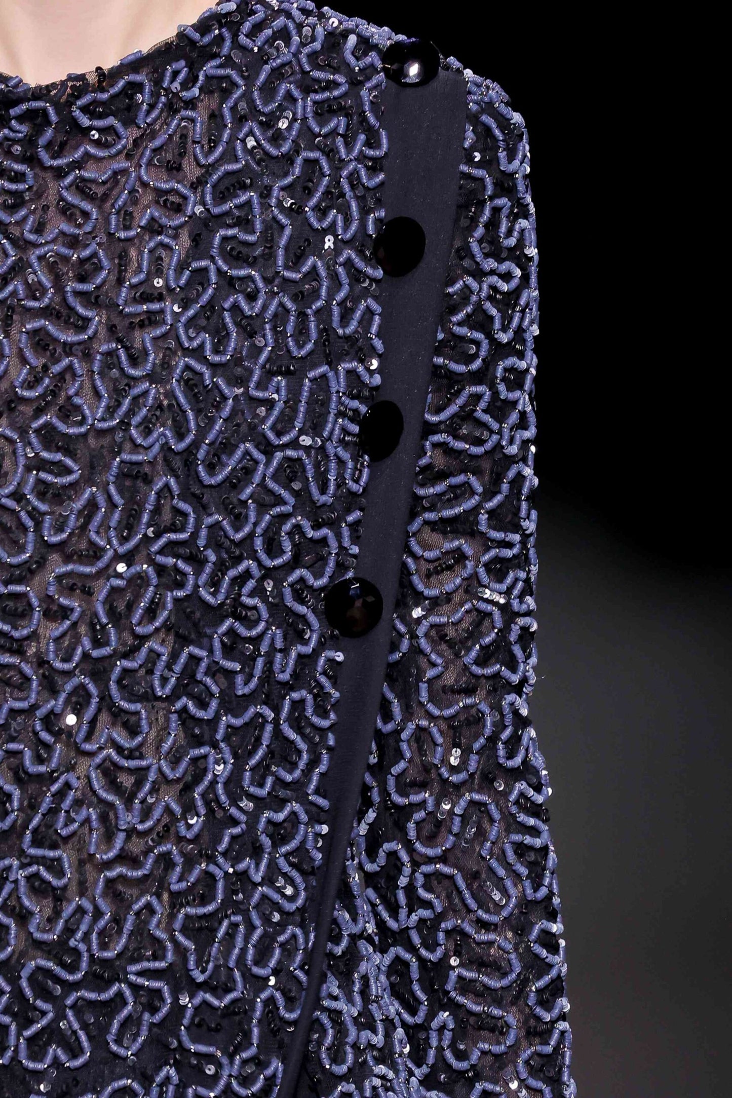 Long Sleeve Sequin Mesh Column Gown