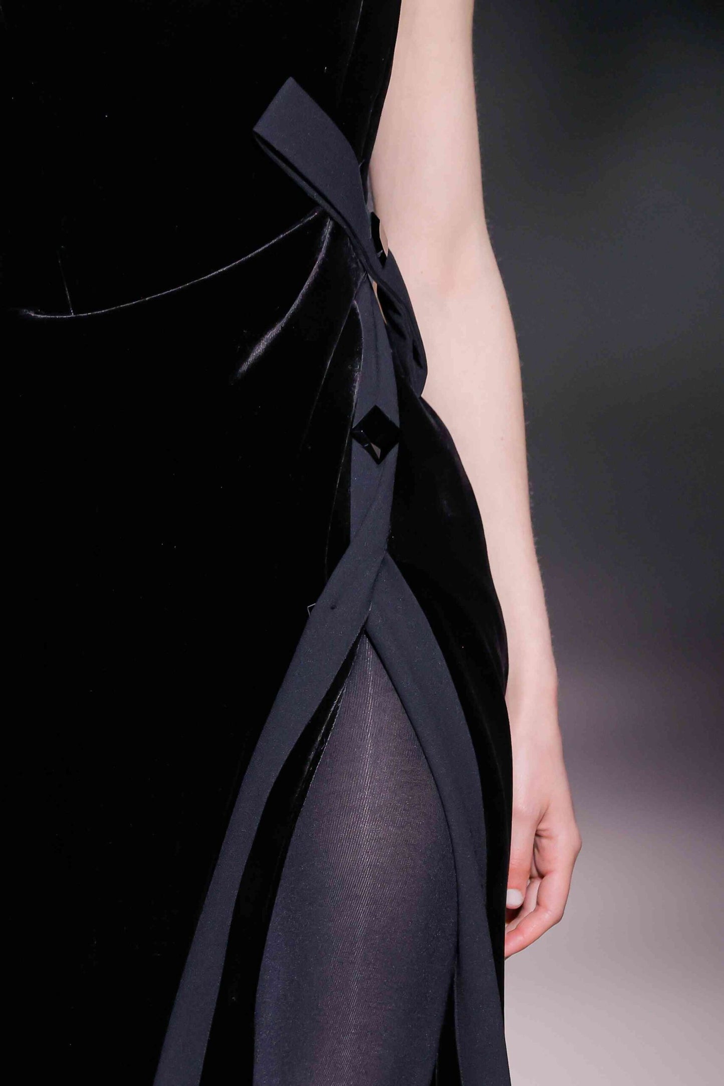 Strapless Velvet Draped Gown