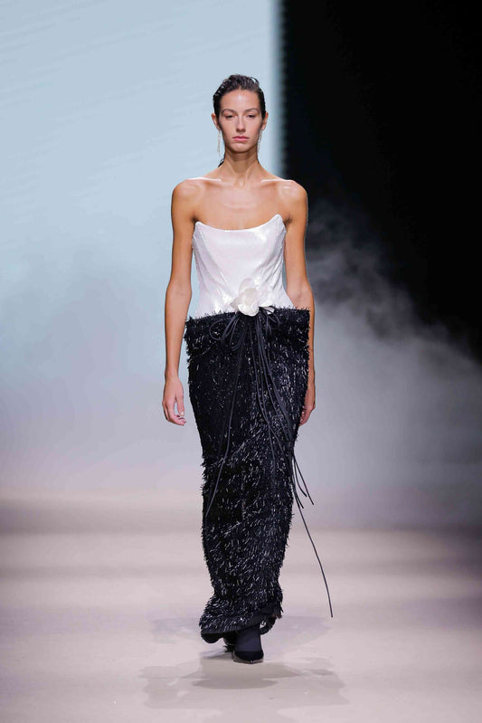 Strapless Textured Column Gown
