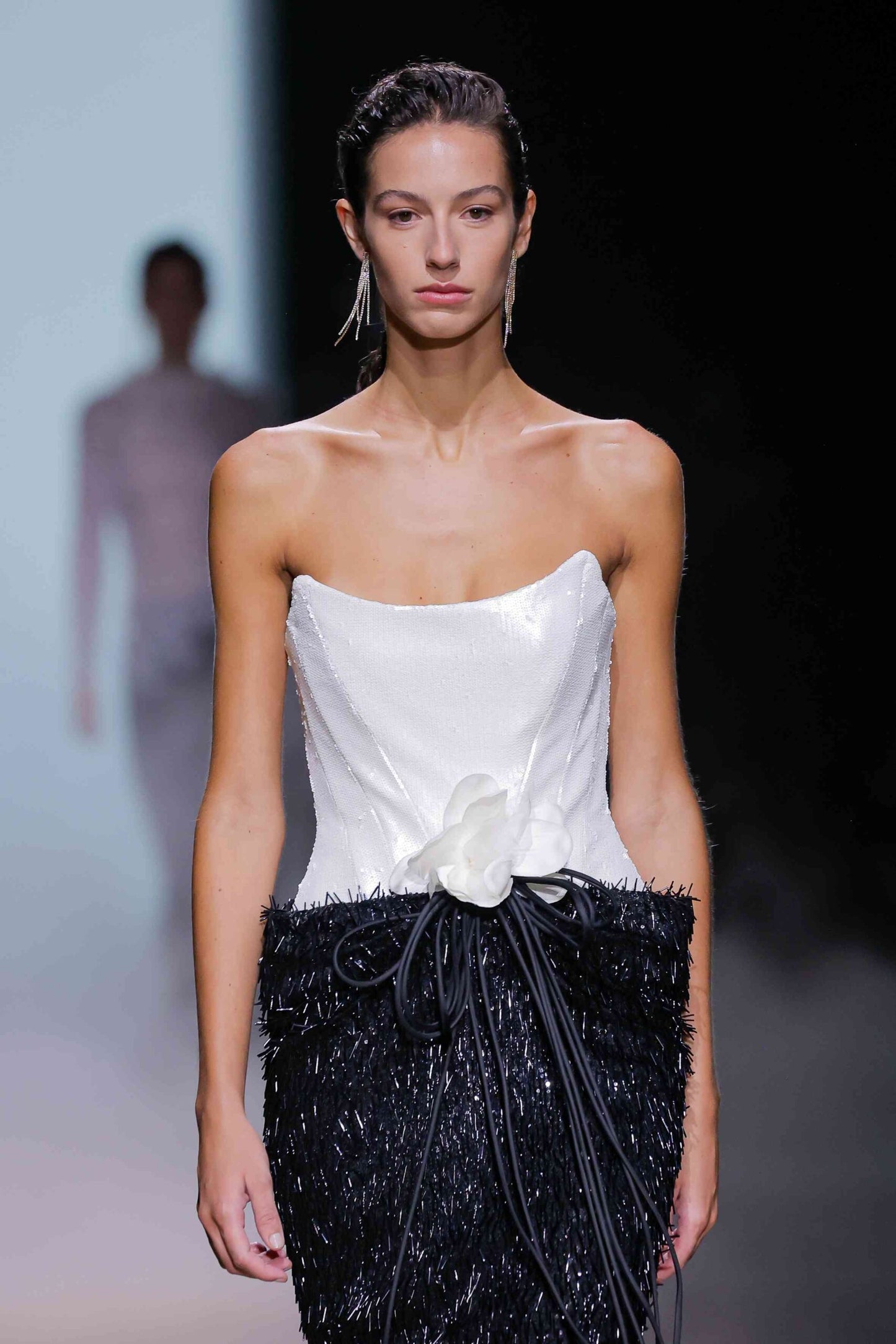 Strapless Textured Column Gown