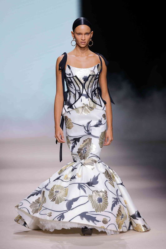Structured Corset Floral Mermaid Gown