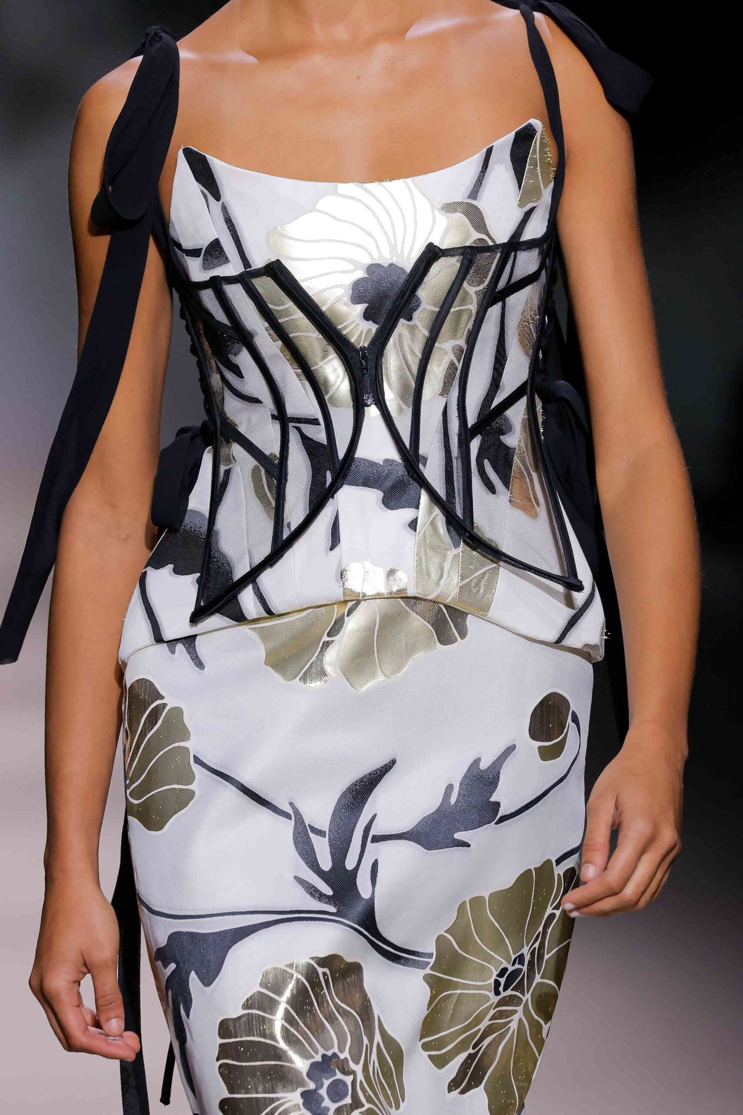 Structured Corset Floral Mermaid Gown