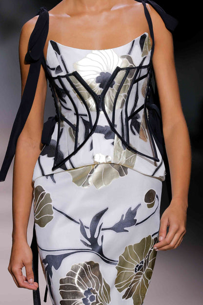 Structured Corset Floral Mermaid Gown