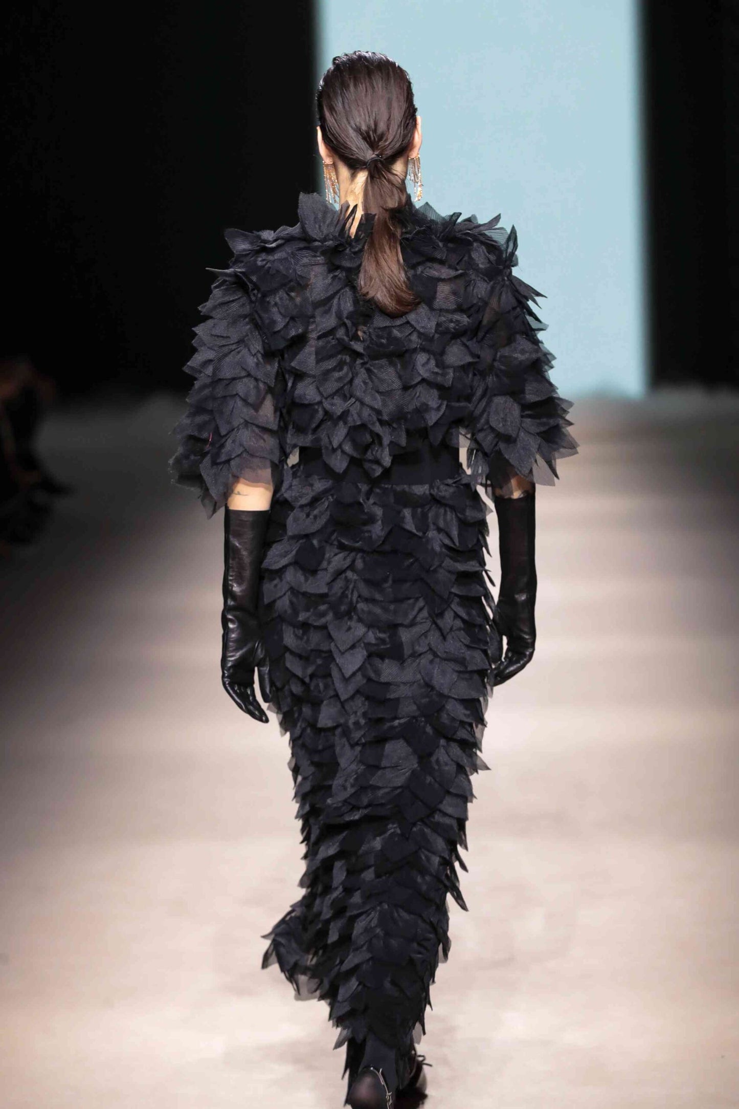 Feather Appliqué Tulle Coat