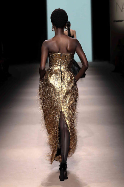 Strapless Architectural Gown