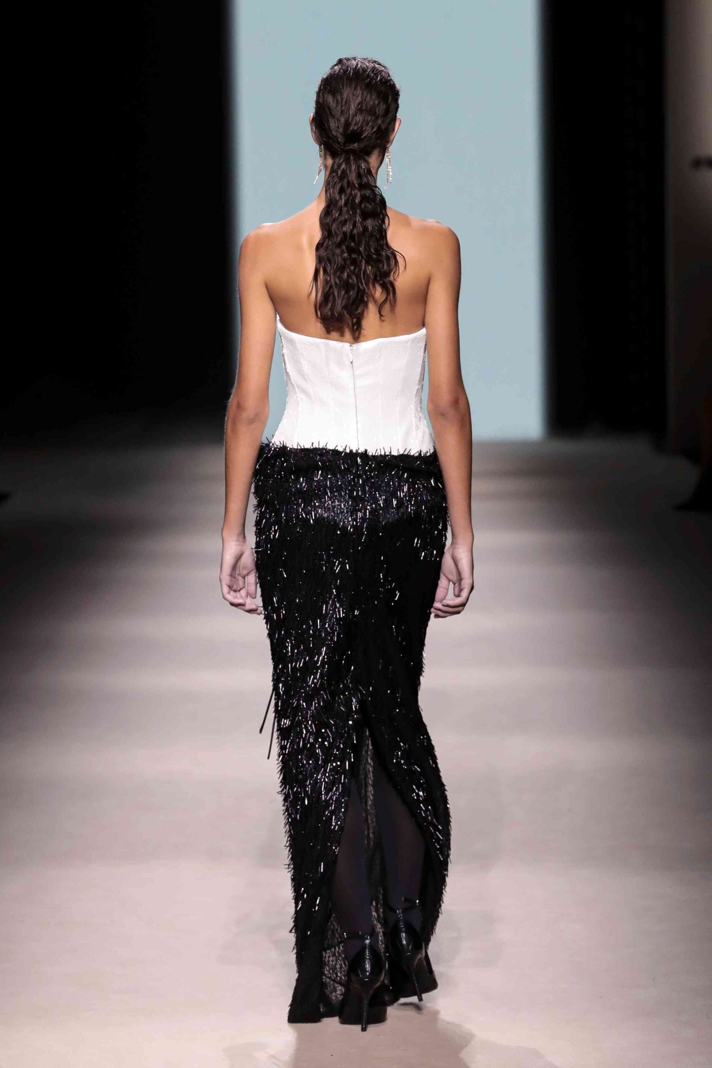 Strapless Textured Column Gown