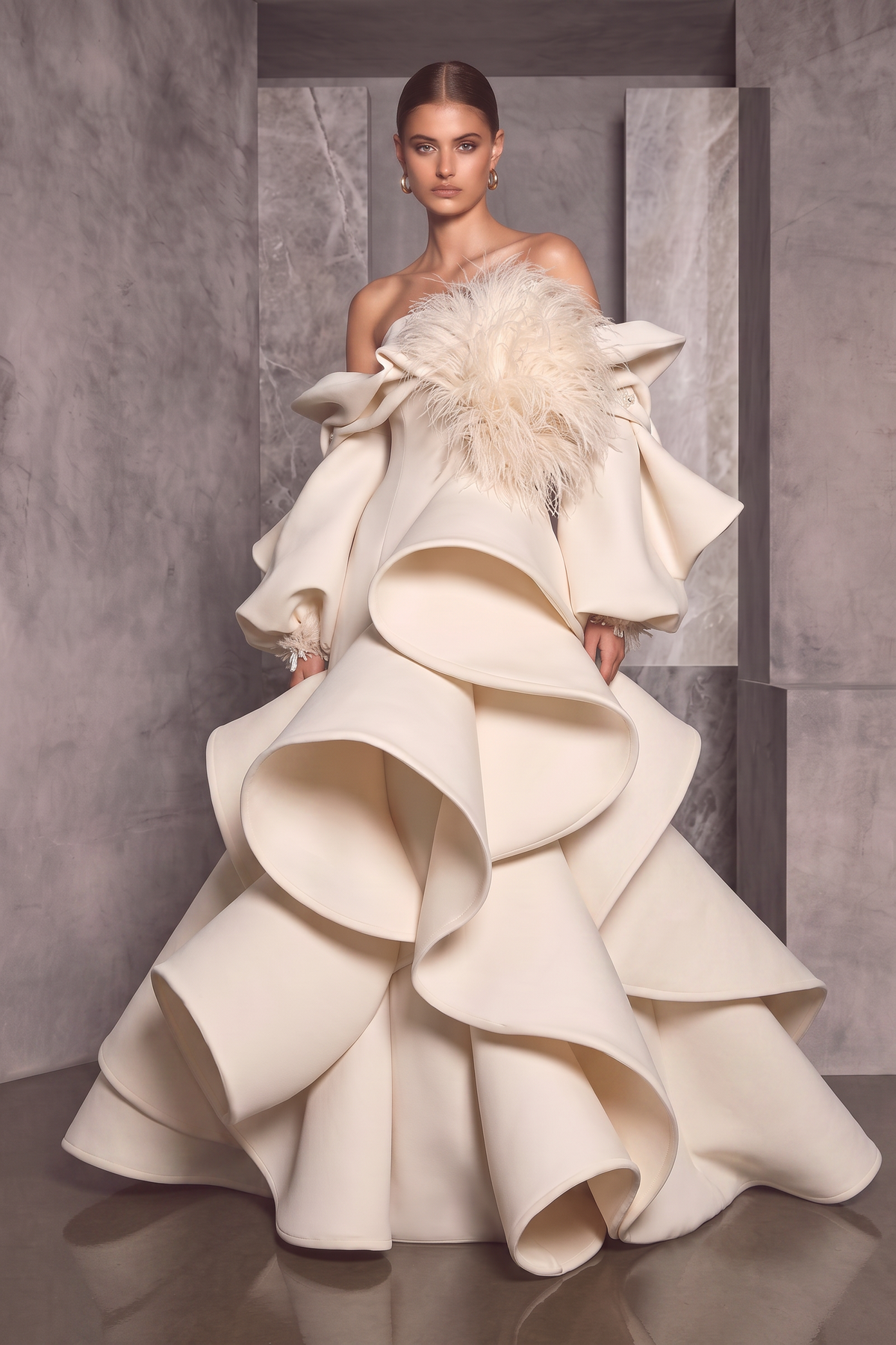Off Shoulder Sculpt Gown