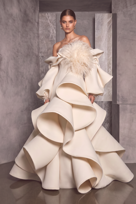 Off Shoulder Sculpt Gown