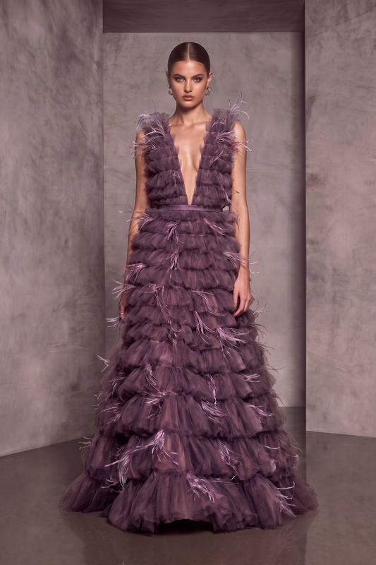 Sleeveless V-Neck Gown