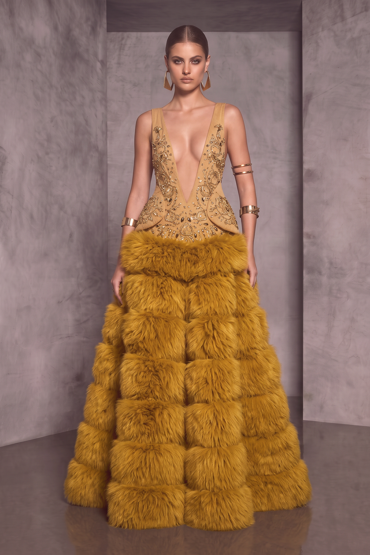 Sleeveless V-Neck Gown