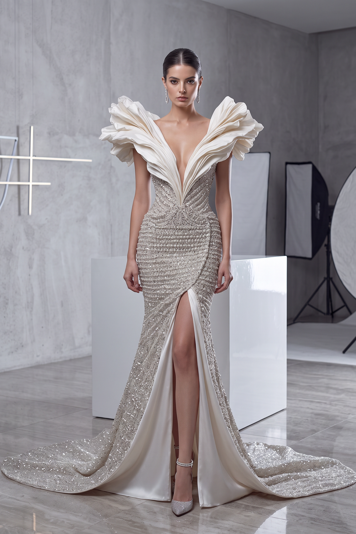 Flared Sculpted Bodice Gown