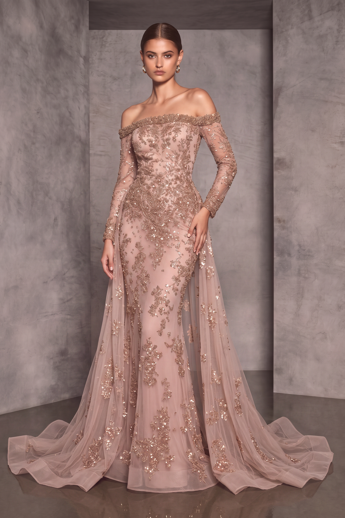 Off-Shoulder Detailed Gown