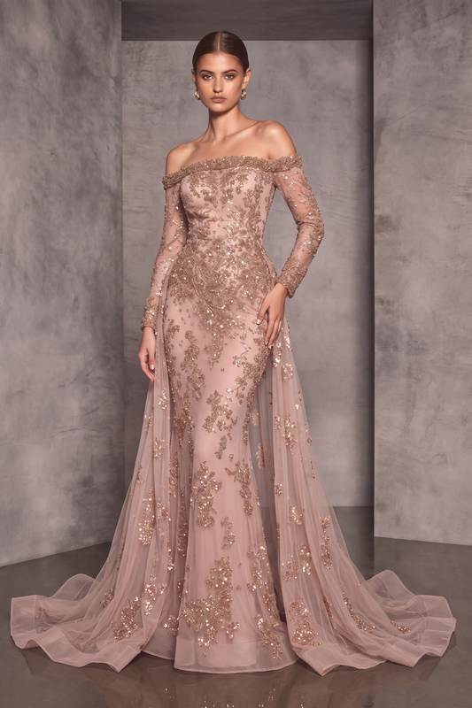 Off-Shoulder Detailed Gown