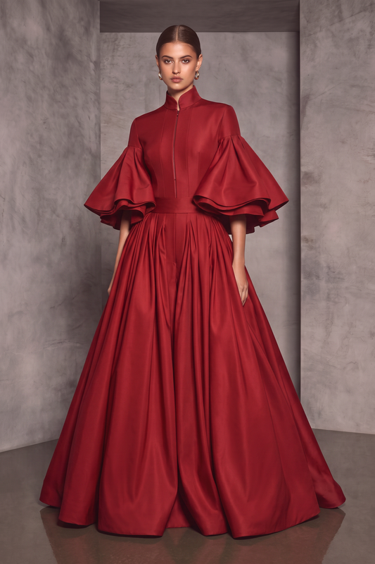 Short Bell Sleeve Full Gown