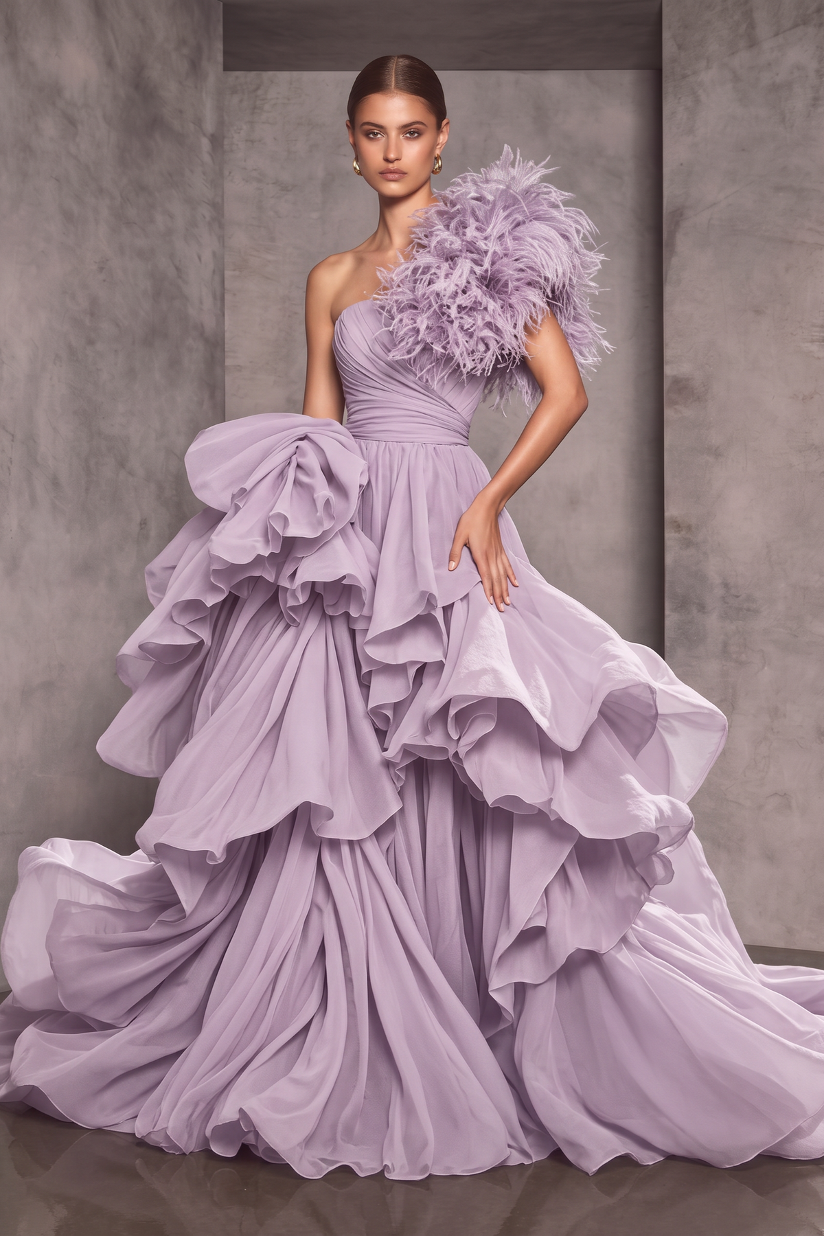 Vestido de noche Sheba con volantes