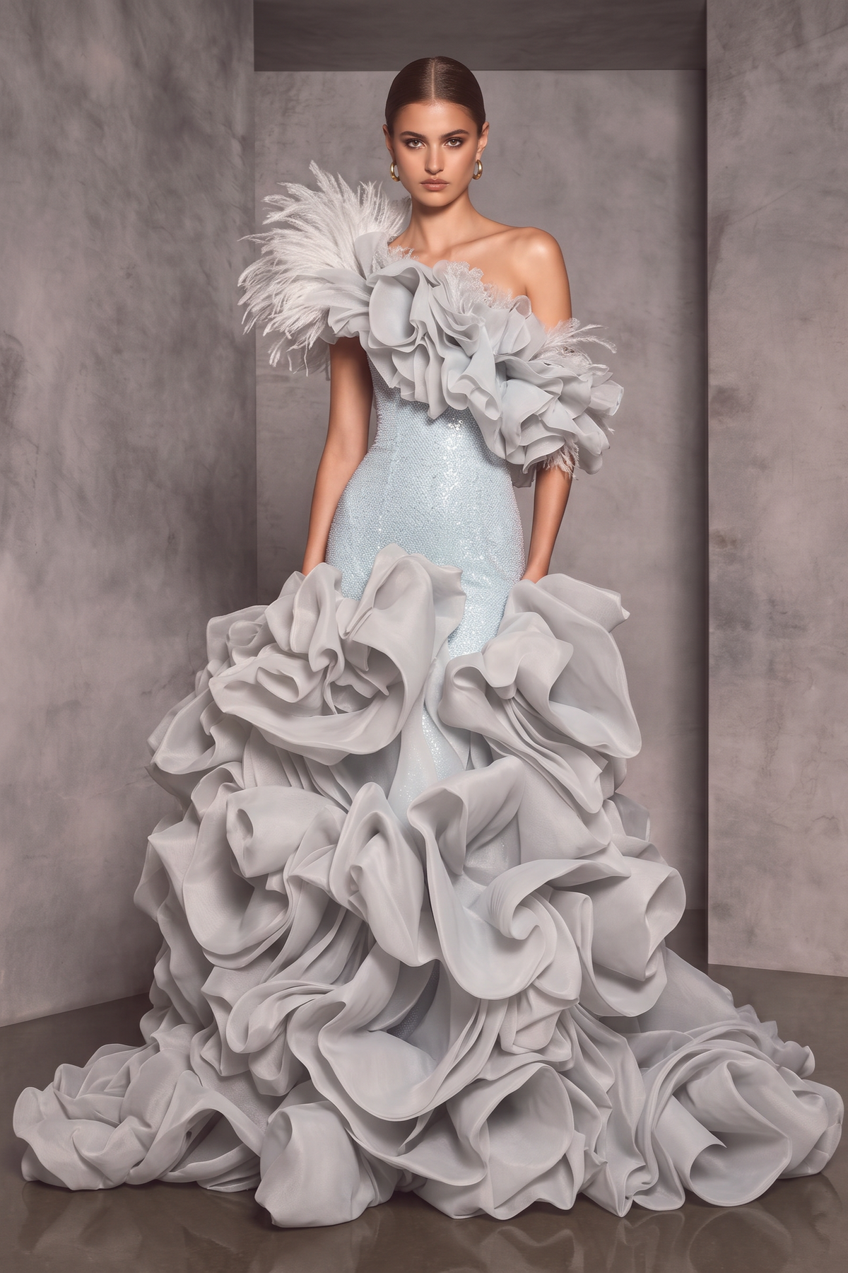 Vestido dramático de noche