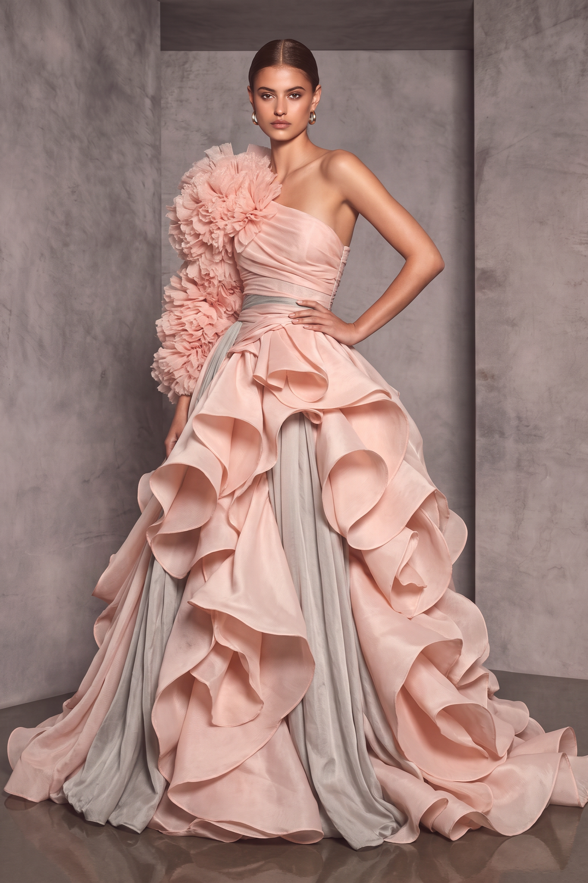 Ruffled Sleeved Gown