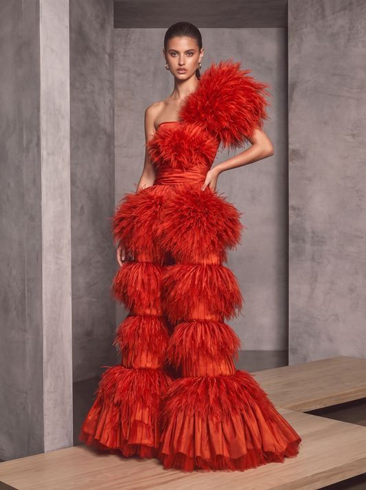Ruffle Feather Jumpsuit