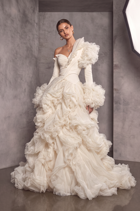 Multi Media Shirred Gown