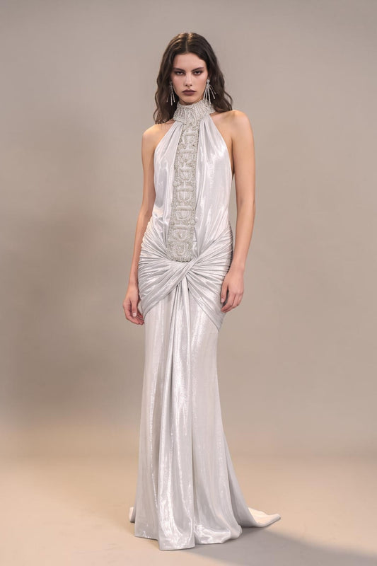 High-Neck Sleeveless Gown