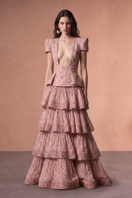 Short Sleeve Evening Gown