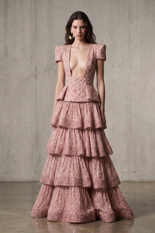 Short Sleeve Evening Gown