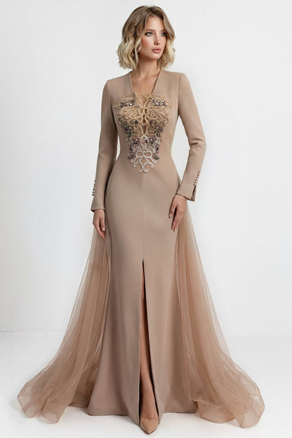 Crystal-Embellished Open-Back Gown