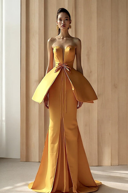 Strapless-Peplum Gown