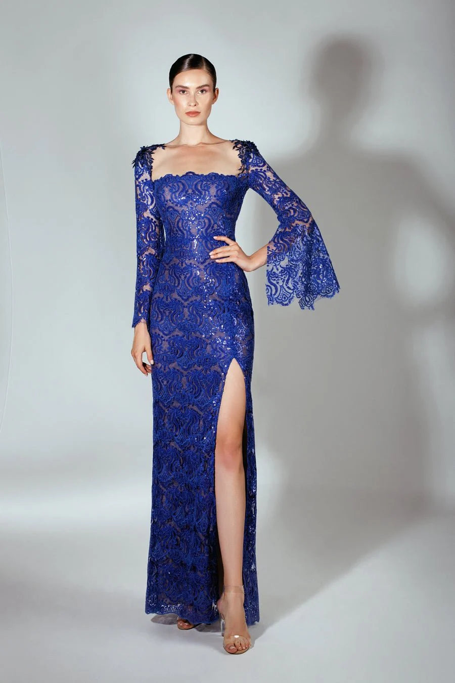 Embroidered Sequin Lace Gown