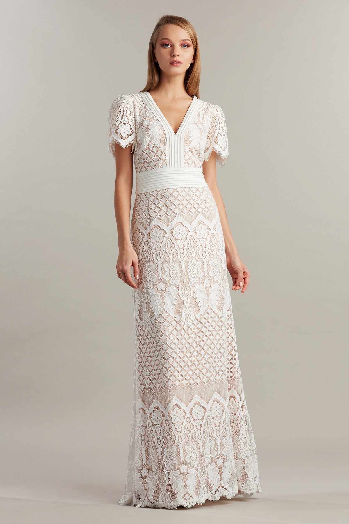 Dumin Lace V-Neck Gown