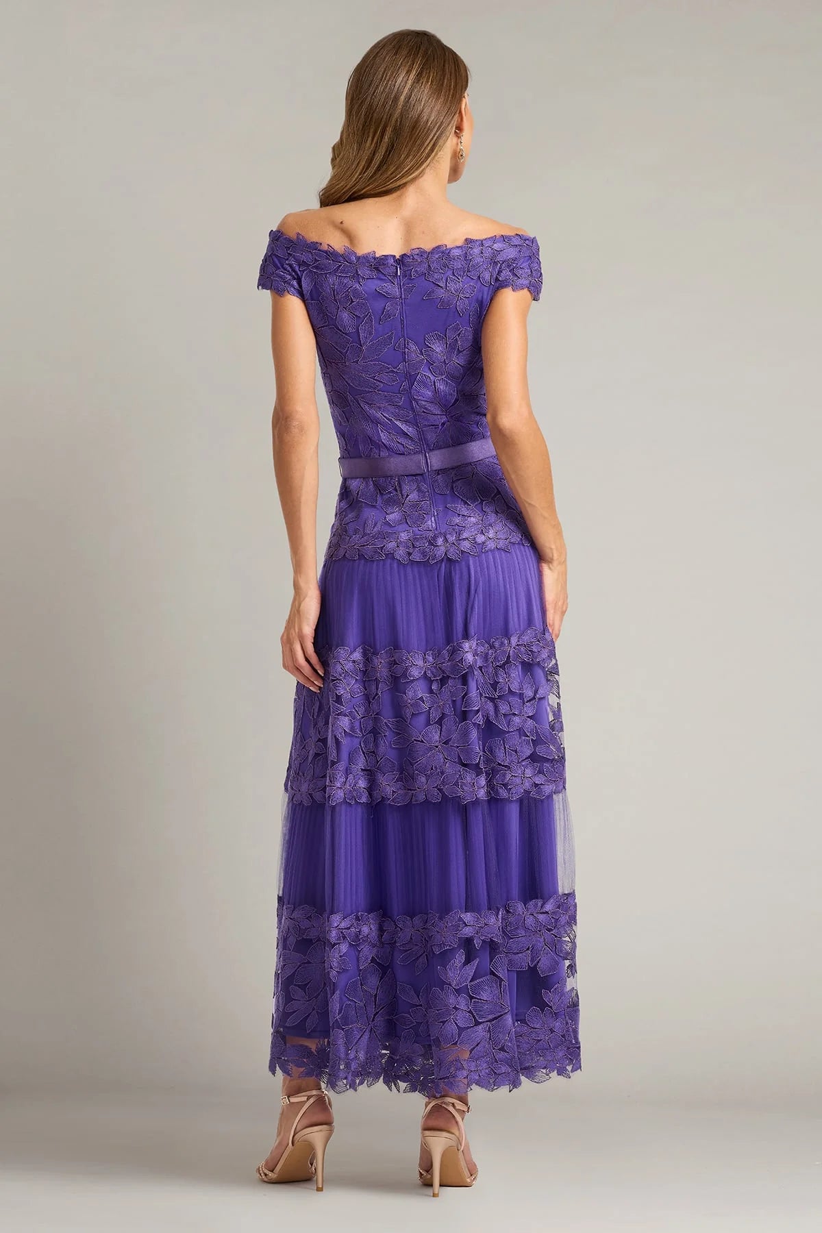 Adriane Floral Embroidered Tea-Length Dress