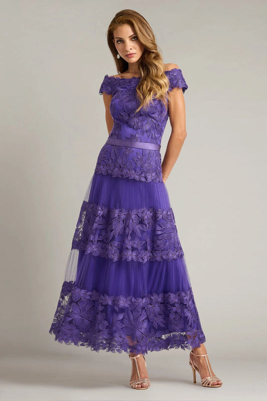 Adriane Floral Embroidered Tea-Length Dress