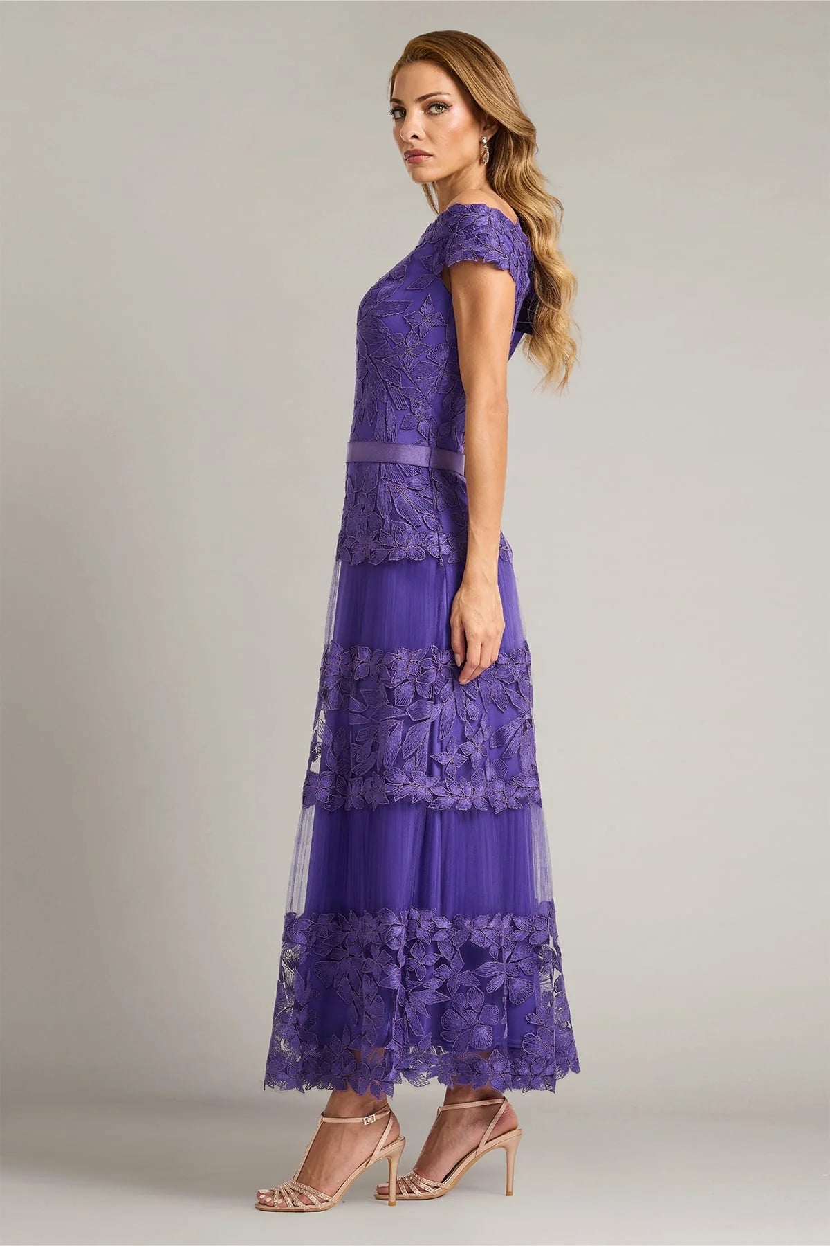 Adriane Floral Embroidered Tea-Length Dress