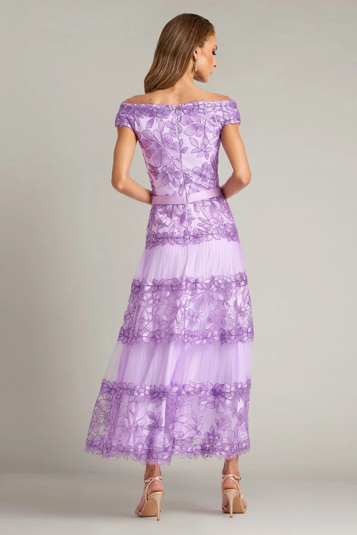 Adriane Floral Embroidered Tea-Length Dress