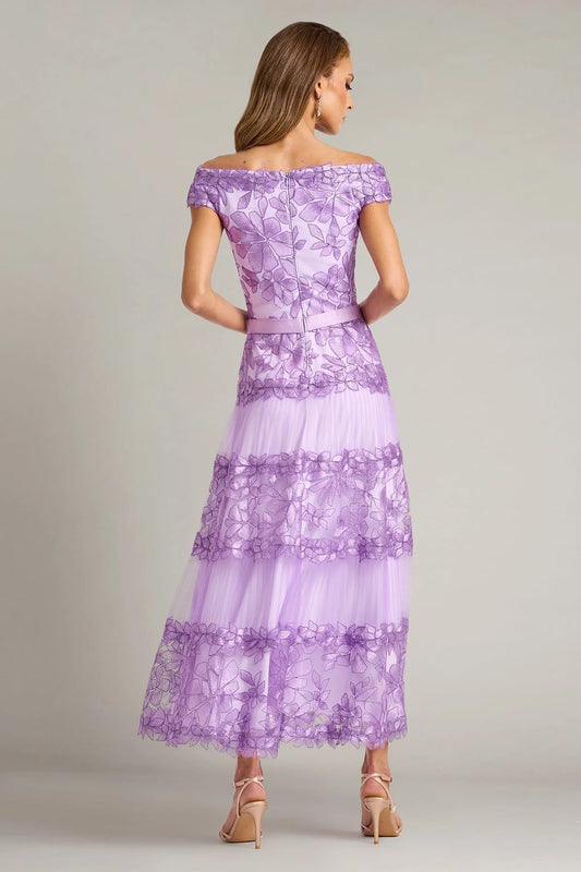 Adriane Floral Embroidered Tea-Length Dress