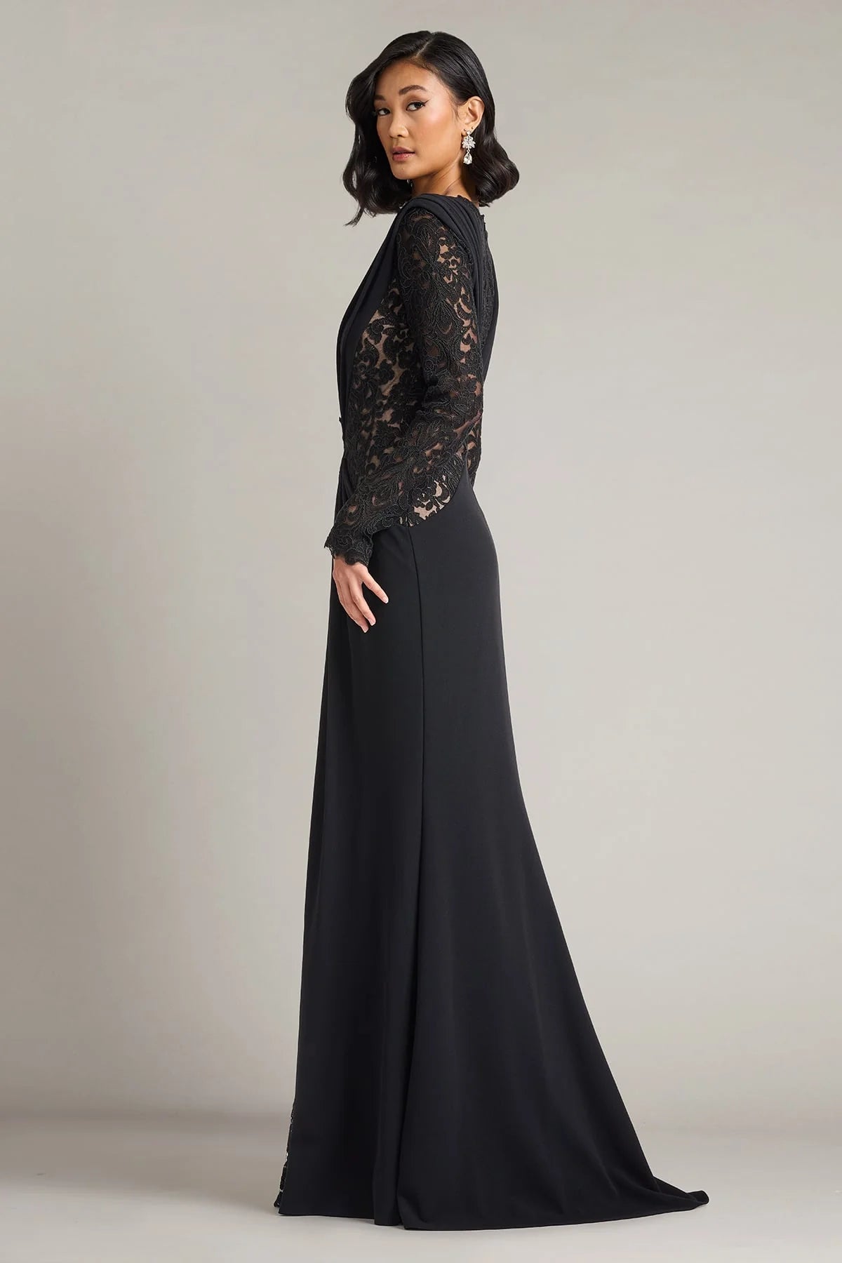 Vourie Draped Overlay Embroidered Gown