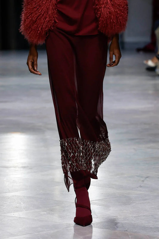 Claret Sheer Crepe Skirt