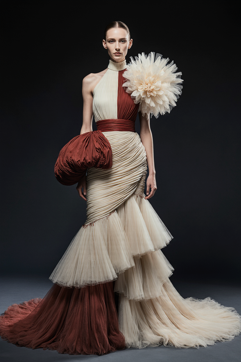 Tiered Flared Gown