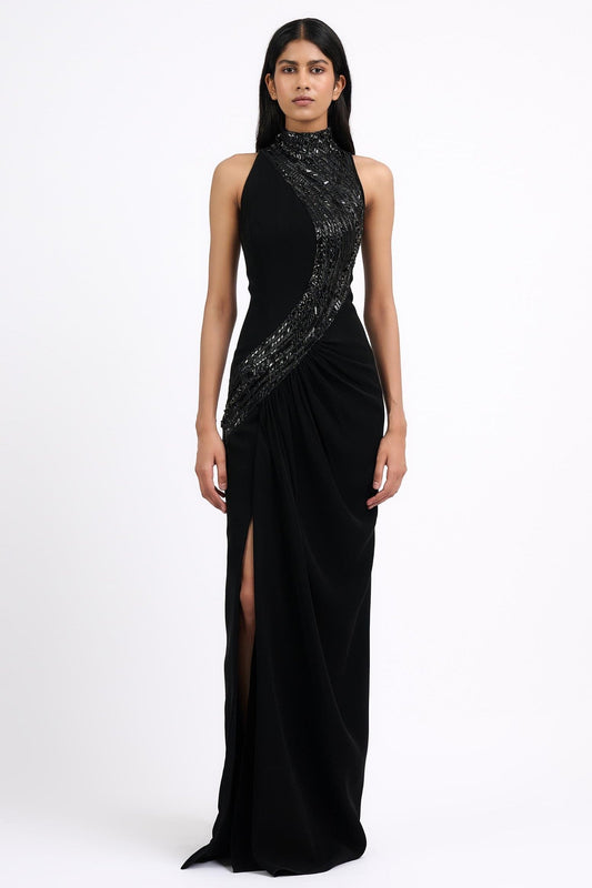 Wave Embroidered Gown