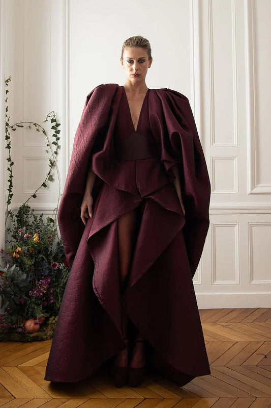 High-Low Cape Gown