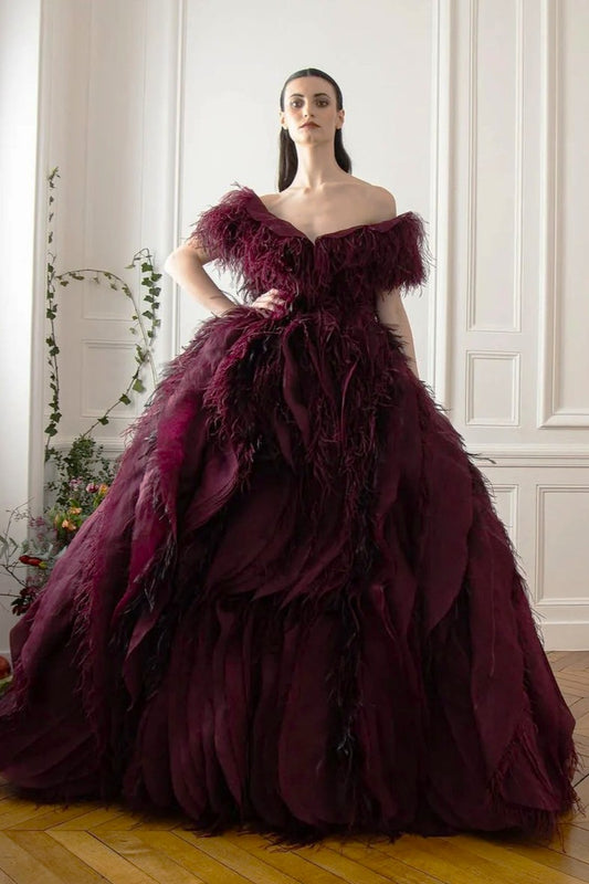 Off-Shoulder Layered Ball Gown