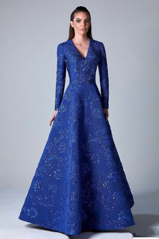 Long Sleeve Jacquard Gown