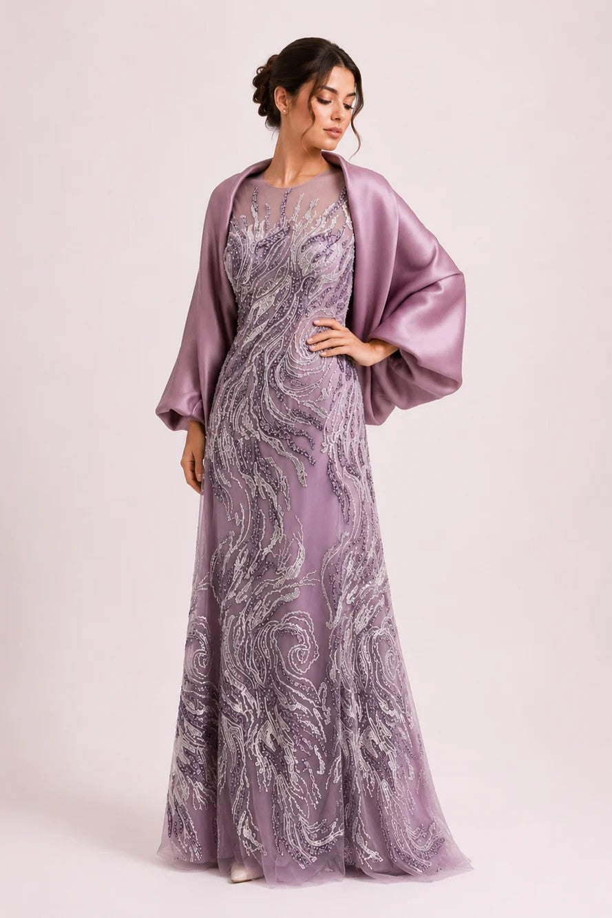 Embroidered Dress with Bolero Jacket