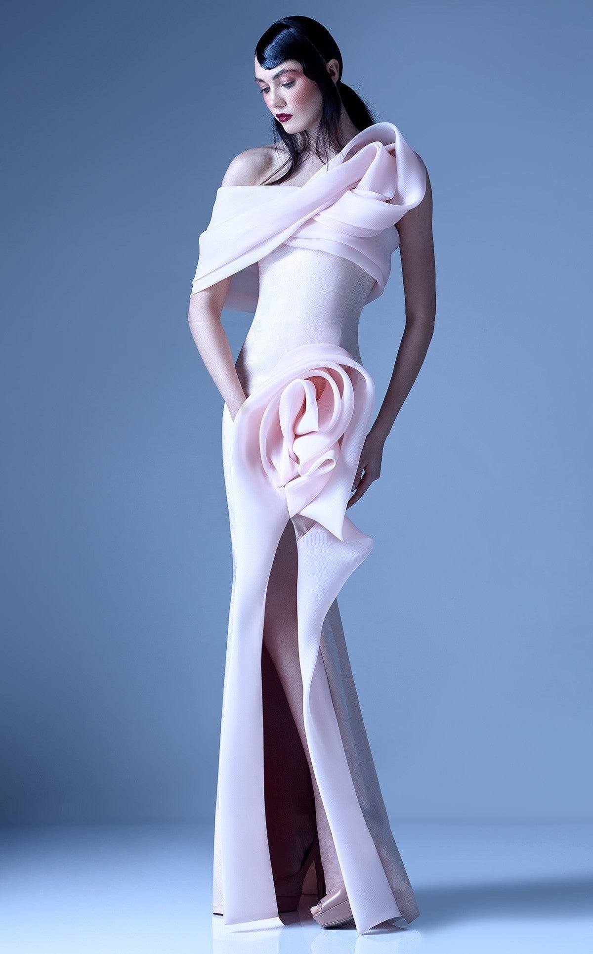 One Shoulder Structured Gown