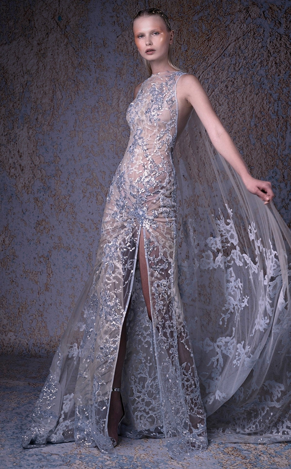 Sleeveless Sequin Evening Gown