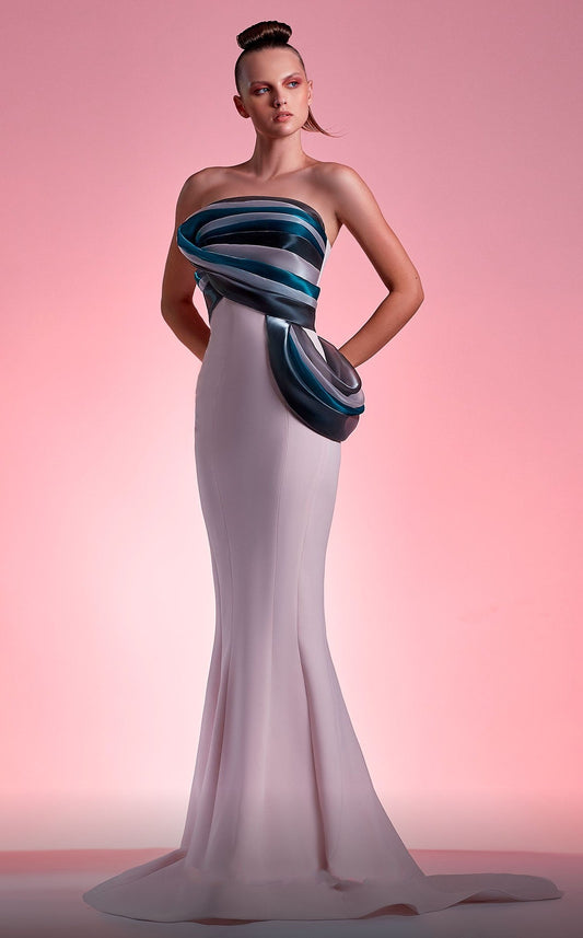 Multi-Color Strapless Gown